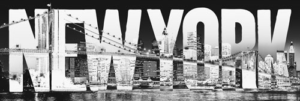 New York Brooklyn Bridge Typeface Jumbo Poster