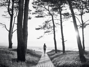 Jogger Beach Path Photographic Print
