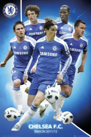 Chelsea Players 2011/2012 WINNERS FA CUP and UEFA CHAMPIONS LEAGUE CUP Poster