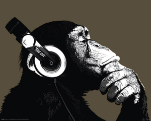 The Chimp Headphones Stereo Mini Poster