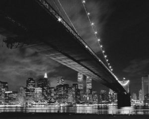 New York Brooklyn Bridge Below Mini Poster