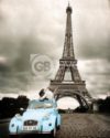 Paris Eiffel Tower Blue Car Mini Poster