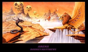 Rodney Matthews Arena (Please note the actual writing in the border is a different font and colour to that shown)