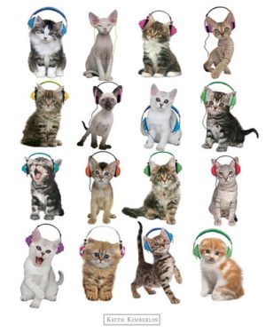 Keith Kimberlin - Kittens Headphones Mini Poster