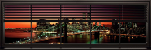 New York Twin Towers Brooklyn Bridge Through Blinds Jumbo Poster