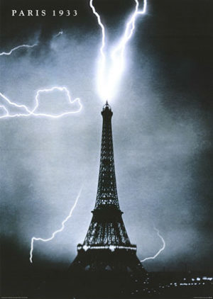 Paris Eiffel Tower Lightening 1933 Poster