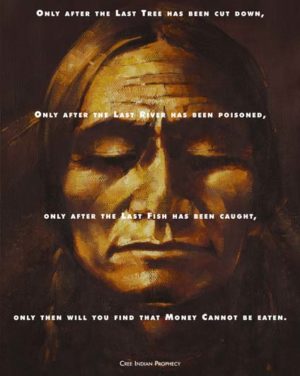 Native American Cree Prophecy Only After the Last Tree Mini Poster