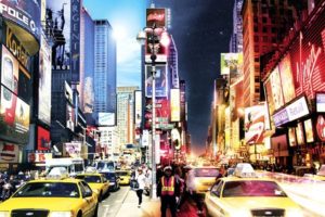 New York Day And Night Yellow Taxis Poster