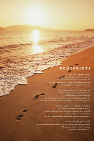 Footprints Poem Beach Poster
