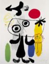 Joan Miro - Figure Against Red Sun II, 1950 Art Print