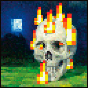 Minecraft Flaming Skull Square Poster