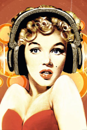 Marilyn Monroe Headphones Poster