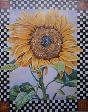 Checkerboard Sunflower Mini Poster