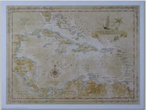 Caribbean Antique-Style Map Art Print