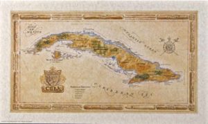 Cuba Antique-Style Map Art Print