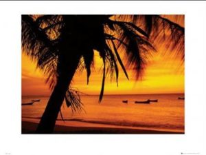 Sunset Beach Boat Photographic Print