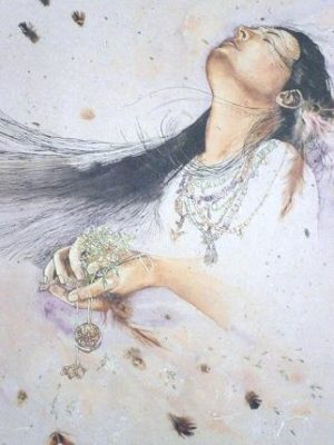 Native American Girl and the Wind Mini Poster