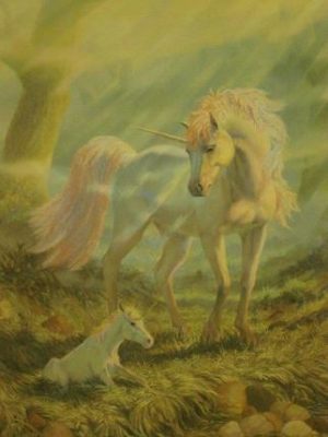 Unicorn and Baby Mini Poster