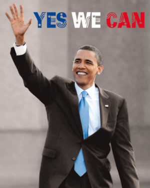 Barack Obama Yes We Can Wave Mini Poster