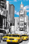 New York Times Square I Yellow Taxis Blue Sky Poster