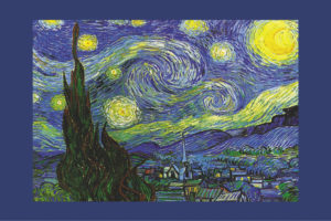 Vincent Van Gogh - The Starry Night (blue border) Poster