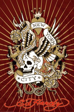 Ed Hardy - New York City Skull Poster