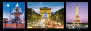 Paris Arc de Triomphe Eiffel Tower Triptych Photographic Print