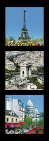 Paris Eiffel Tower Champs-Elysees Sacre-Coeur Triptych Vertical Photographic Print