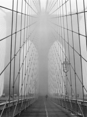 New York Brooklyn Bridge Foggy Day Photographic Print
