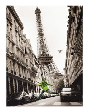 Paris Eiffel Tower Green Coat Photographic Print