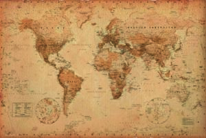 World Map Antique Style Poster