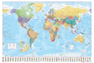 World Map with Flags Poster