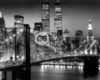 New York Twin Towers Brooklyn Bridge At Night Mini Poster