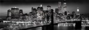 New York Twin Towers Brooklyn bridge At Night Slim Poster