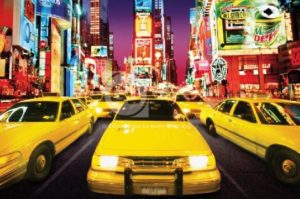 New York Times Square Yellow Taxis Car Poster