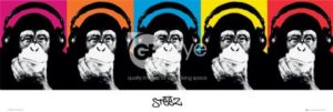 Steez - Chimp In Headphones Jumbo Poster