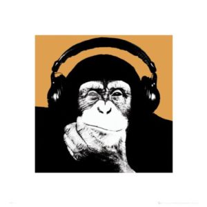 Steez - Chimp In Headphones Art Print