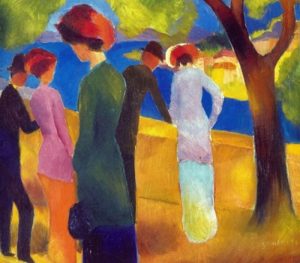 August Macke - A Women In A Green Jacket Art Print