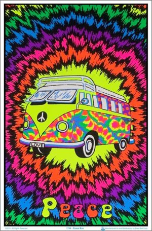 Peace Bus Flocked Velvet Blacklight Poster