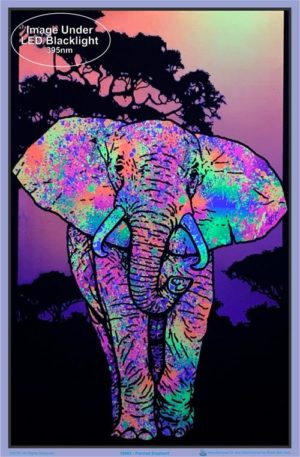 Painted Elephant Flocked Velvet Blacklight Poster - Image 2