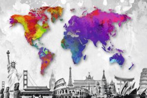 World Map Sights Poster