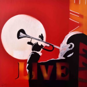 Red Jazz Player IV Art Print