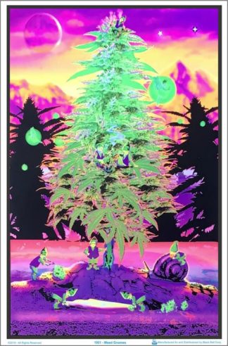 Weed Gnomes Flocked Velvet Blacklight Poster