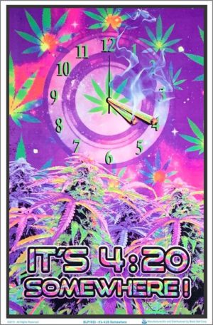 It's 4:20 Somewhere Flocked Velvet Blacklight Poster