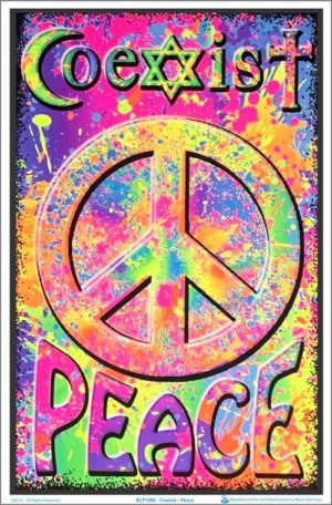 Coexist Peace Flocked Velvet Blacklight Poster