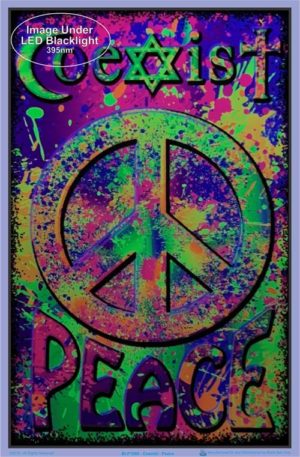 Coexist Peace Flocked Velvet Blacklight Poster - Image 2