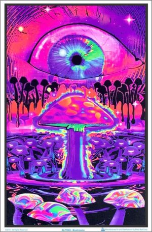 Mushrooms Eye Flocked Velvet Blacklight Poster