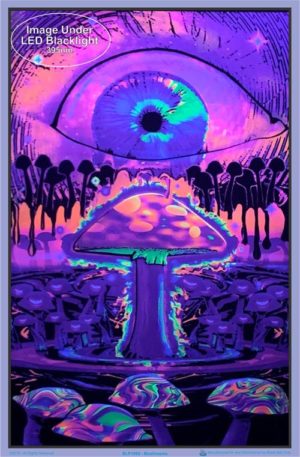 Mushrooms Eye Flocked Velvet Blacklight Poster - Image 2