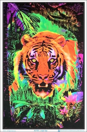 Jungle Tiger Flocked Velvet Blacklight Poster