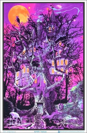 Treehouse Flocked Velvet Blacklight Poster